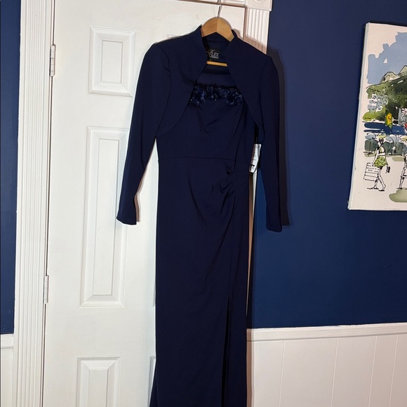 green emerald velvet dress Alex Evenings Draped Gown & Glitter Bolero Jacket main image 0